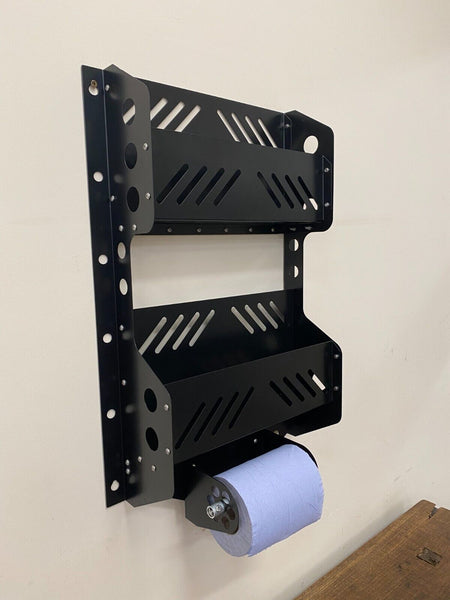 Blue Roll Industrial Paper Dispenser Double Shelf Workshop Aerosols Cleaning