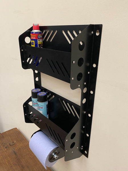 Blue Roll Industrial Paper Dispenser Double Shelf Workshop Aerosols Cleaning